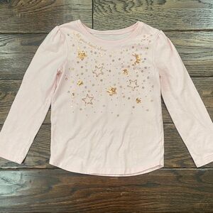 Pink Long Sleeve Kids Shirt with Star Accents